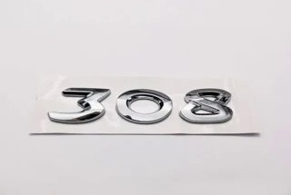 Emblema trasero letras 308 Peugeot cromado R:2647