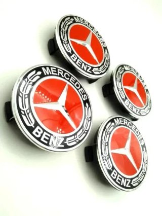 Centro de rueda Mercedes rojo 75 mm tapabujes