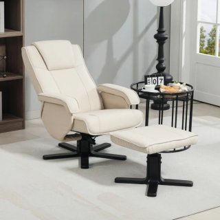 Sillón relax reclinable piel sintética beige