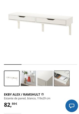 Estantería Cajonera Ekby Alex Ikea Blanca