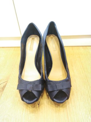 Zapatos Zara Azul Peep Toe Lazo. Acabado raso