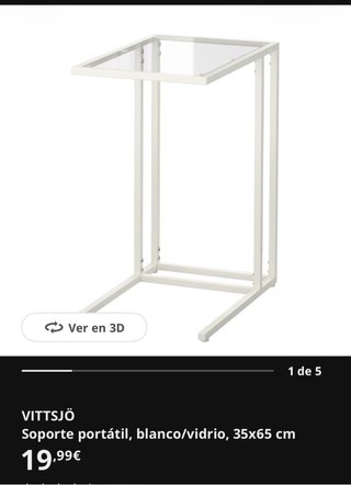 Mesa auxiliar VITTSJÖ blanca y cristal