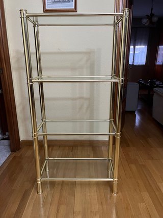 Estantería de Cristal y Metal Dorado