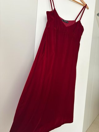 Vestido vintage rojo de tirantes efecto terciopelo