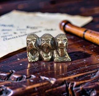 Miniatura Bronce Tres Monos Sabios - Peethoe S.XIX