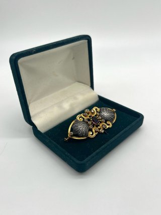 Broche vintage de plata 925 y chapado oro 14k