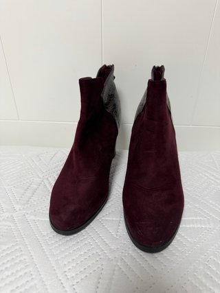 Botines Y&L Piel Burdeos y Negro