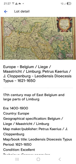 Mapa Antiguo Leodiensis Dioecesis Typus 1621