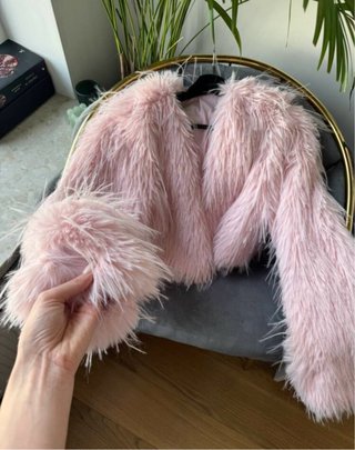 Abrigo de pelo rosa talla xs/s
