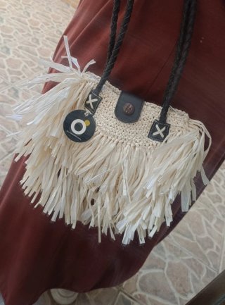 Bolso de paja blanco