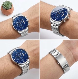 Reloj Igeneva Hombre Azul y Plateado
