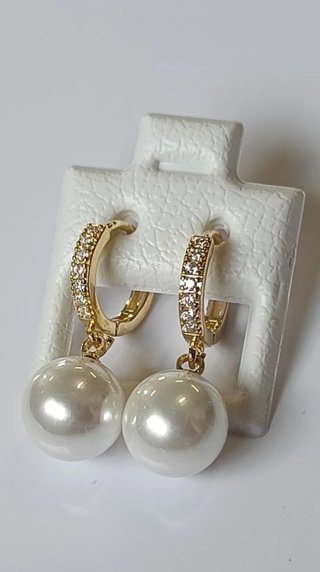 Pendientes Aro Baño Oro 14K con Perlas