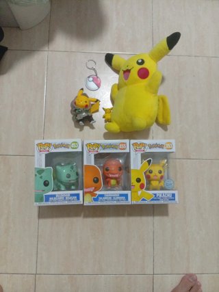 Funko Pop Pokémon Bulbasaur, Charmander, Pikachu.