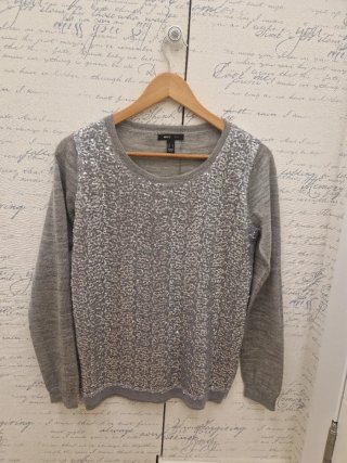 Camiseta Mango Gris con Lentejuelas
