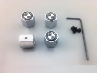 Tapones válvulas antirrobo BMW cromado logo negro