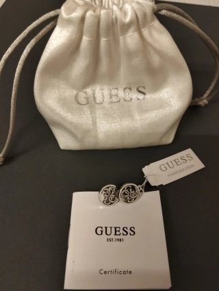 Pendientes logo GUESS Plateados
