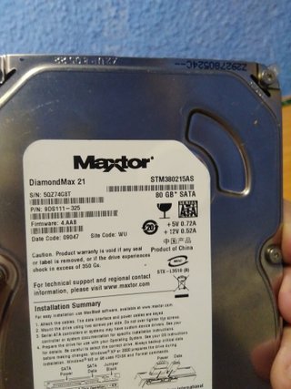 Disco Duro Maxtor DiamondMax 21 80GB SATA