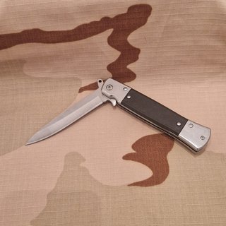 Cuchillo Stiletto Plegable Plata