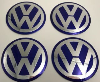 Chapas de centro de rueda Volkswagen azul 75 mm