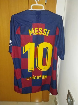 Camiseta FC Barcelona Messi 10 de cuadros original