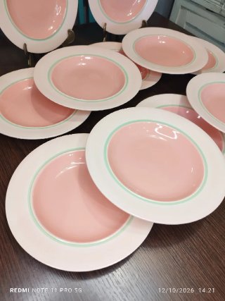 12 Platos Hondos Franceses Vintage Porcelana