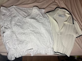 Pack 2 Tops Blancos Zara y Bershka