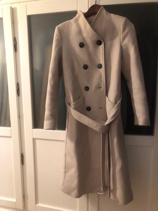 Abrigo de paño beige Mango