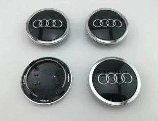 Centro de rueda Audi negro/plata 77 mm