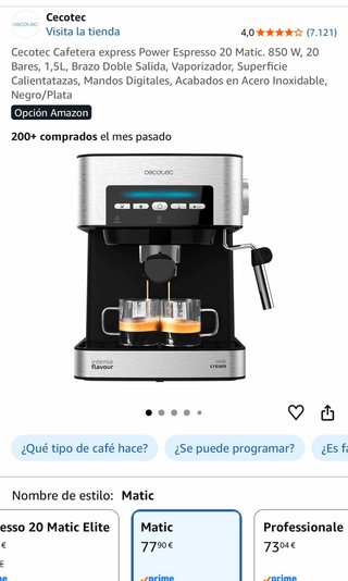 Cafetera Cecotec Power Espresso 20 Matic