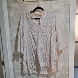 Blusa Camisa Rayas Beige y Gris