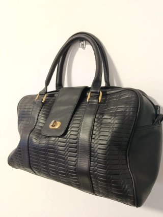 Bolso de cuero vintage negro #B0001