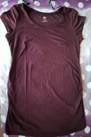Camiseta premamá embarazo H&M manga corta granate