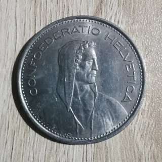 Moneda 5 Francos Suizos 1968
