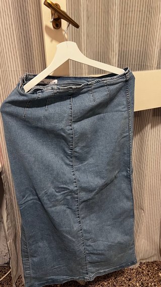 Falda vaquera azul talla L