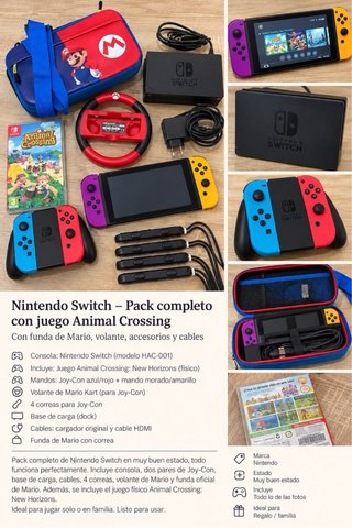 Nintendo Switch con Animal Crossing e accessori