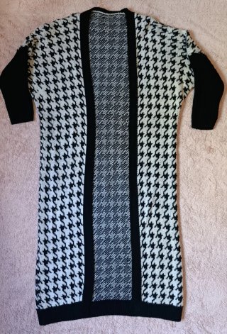 Cárdigan largo punto pata de gallo - Talla única
