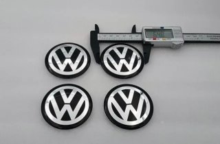 Chapas de centro de rueda Volkswagen negro 65 mm