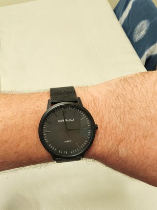 Reloj CRRJU negro acero inoxidable
