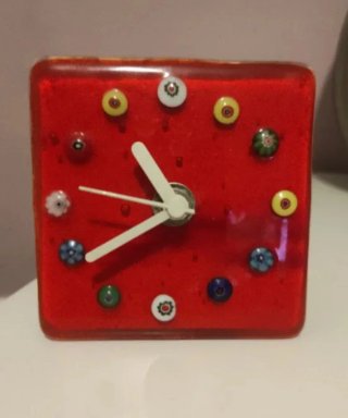 Reloj de Sobremesa en Cristal de Murano Rojo