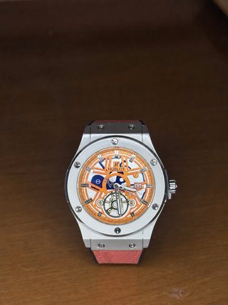 Reloj Esfera Naranja y Correa Roja