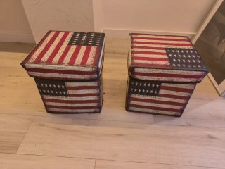 Set di 2 pouf con baule pieghevole