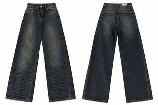 Pantalones vaqueros anchos con pedrería