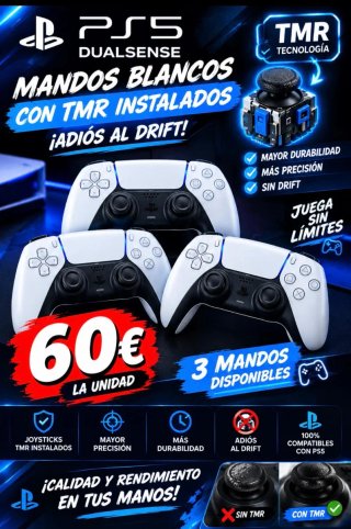 10 Mandos PS5 DualSense Blancos con TMR