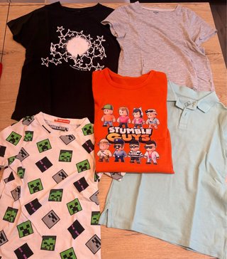 Lote 5 Camisetas Manga Corta Niño 7-8 años