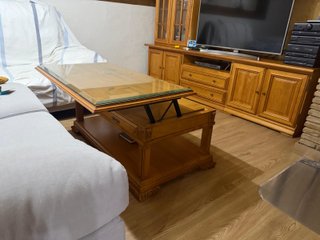 Mesa de Centro Elevable con Sobre de Cristal