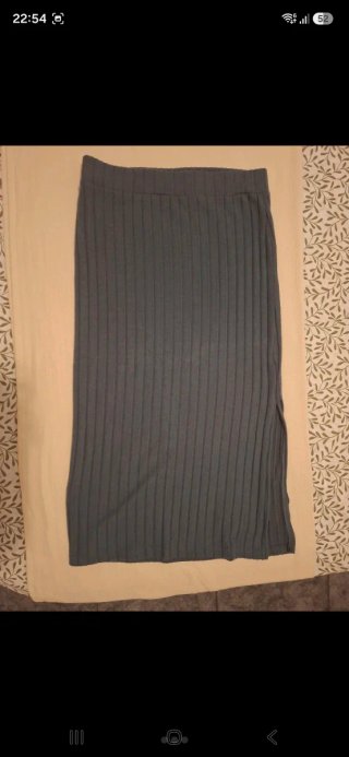 Falda midi azul grisácea