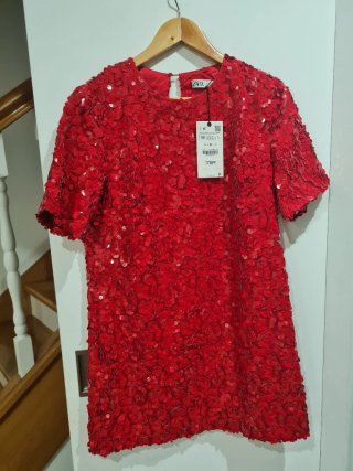 Vestido Zara Edición Limitada Lentejuelas Rojo