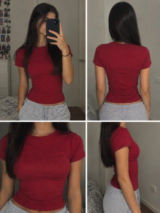 Camiseta ajustada rojo vino