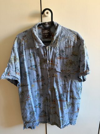 Camisa H&M Estampada Azul Talla L