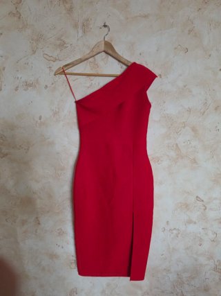 Vestido Rojo Fiesta Asimétrico Talla S